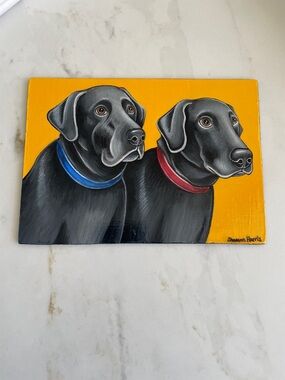 Original painting Black Labrador Dogs byPortrait artist ShanonHarris
